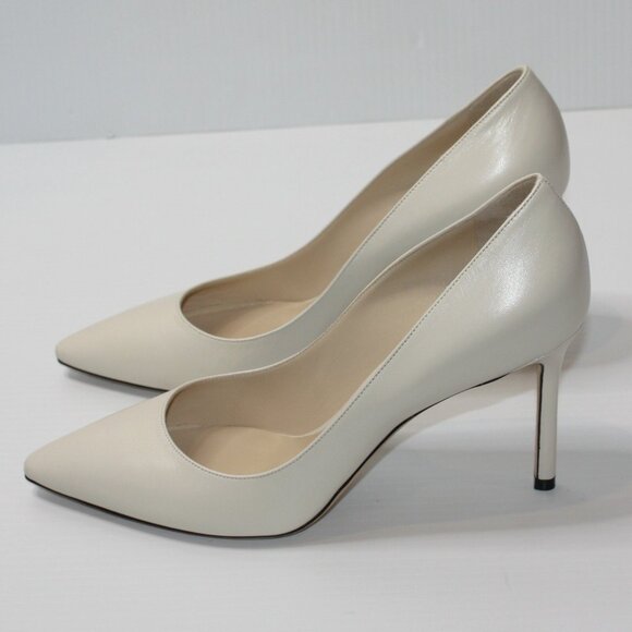 Jimmy Choo Romy 85 in Linen Kid Leather Pumps Shoes size EU 40.5 / US 10.5 NEW - Picture 3 of 5